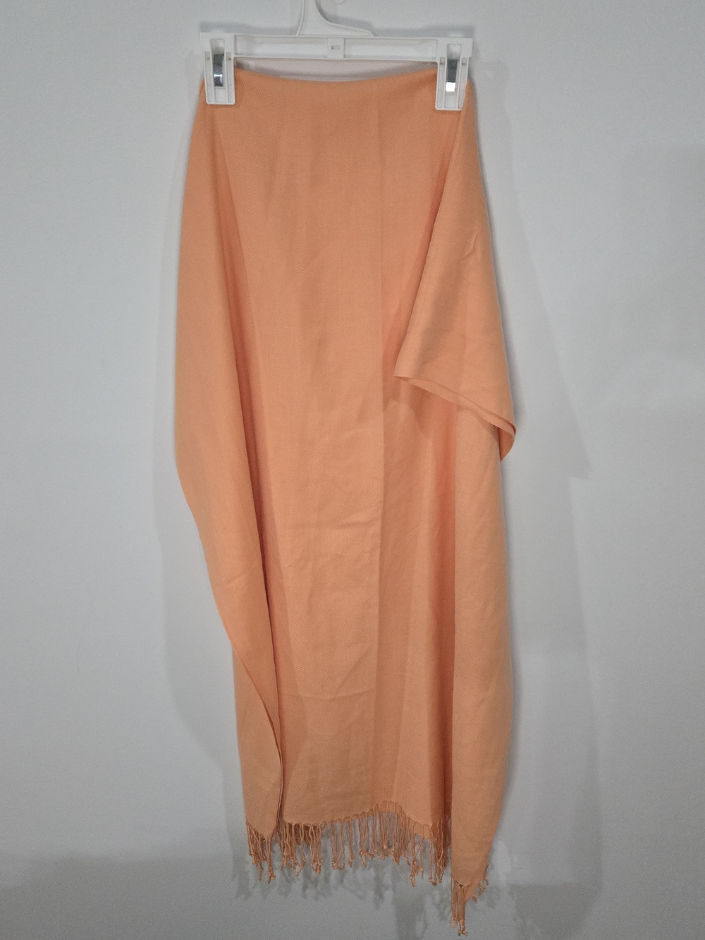 Pashmina Peach Scarf with Subtle Fringe